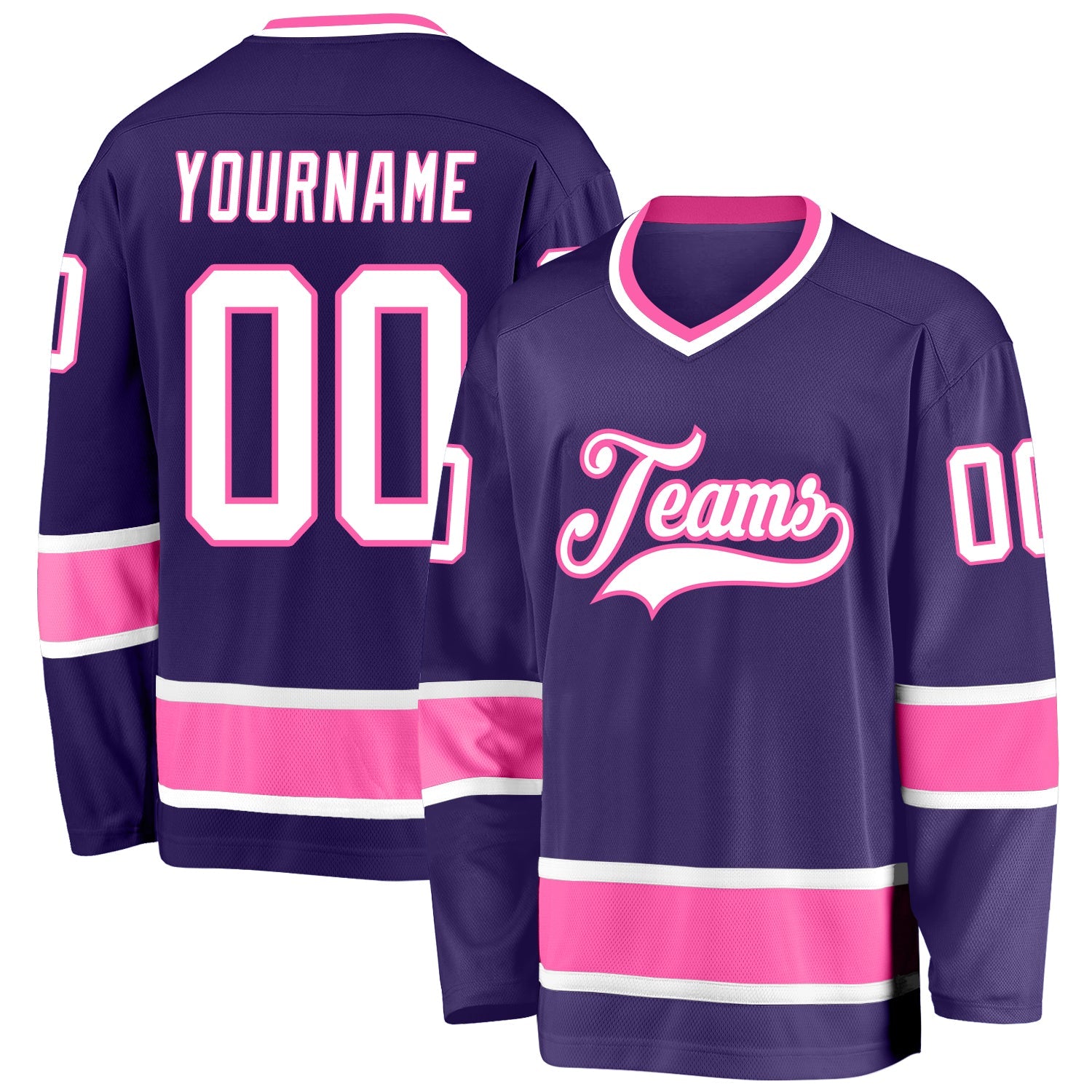 Custom Purple White-Pink Hockey Jersey - Sky-Custom