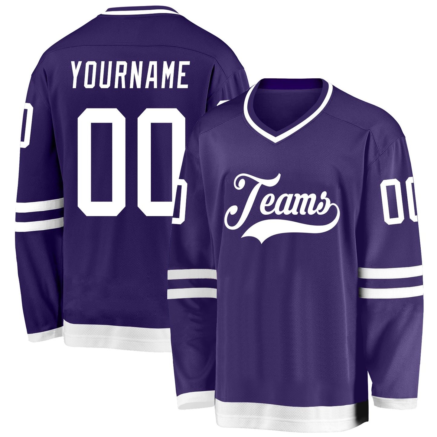 Custom Purple White Hockey Jersey - Sky-Custom