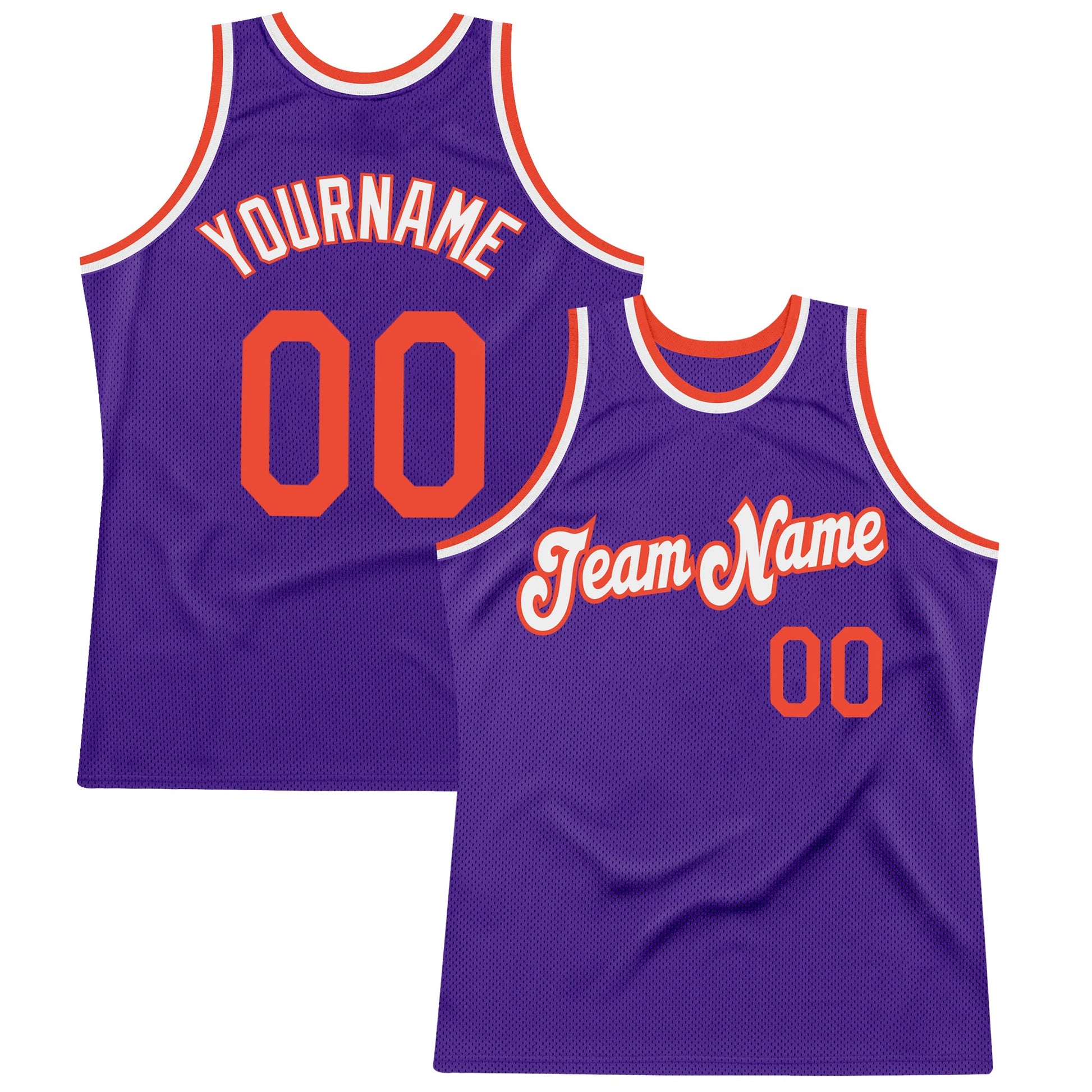 Custom Purple Orange-White Authentic Throwback Basketball Jersey - Sky-Custom