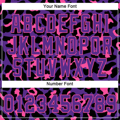 Custom Purple Purple-Pink 3D Pattern Design Leopard Authentic Baseball Jersey - Sky-Custom