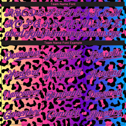 Custom Purple Purple-Pink 3D Pattern Design Leopard Authentic Baseball Jersey - Sky-Custom