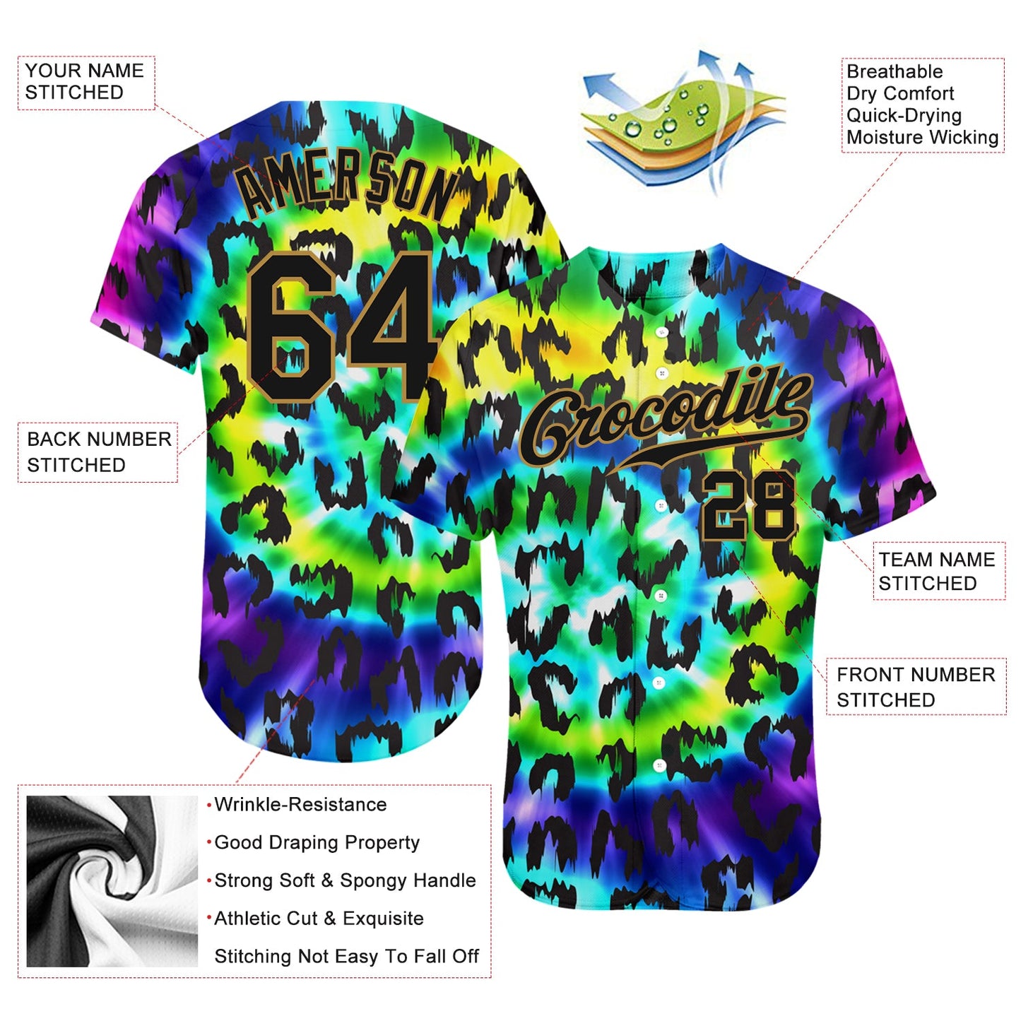 Custom Purple Black-Old Gold 3D Pattern Design Leopard Authentic Baseball Jersey - Sky-Custom