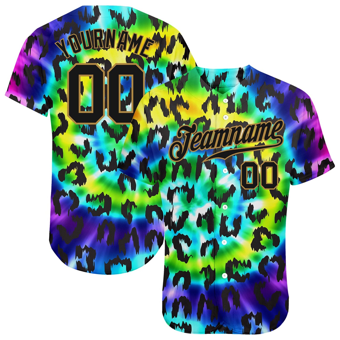 Custom Purple Black-Old Gold 3D Pattern Design Leopard Authentic Baseball Jersey - Sky-Custom