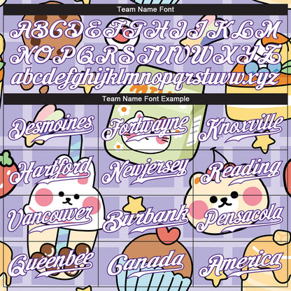 Custom Purple White-Purple 3D Pattern Design Sticker Cartoons Authentic Baseball Jersey - Sky-Custom