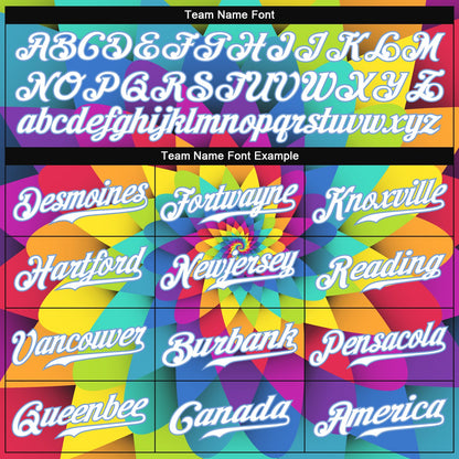 Custom Purple White-Light Blue 3D Pattern Design Rainbow Spiral Authentic Baseball Jersey - Sky-Custom