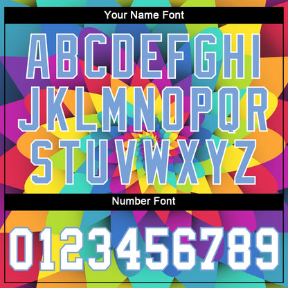 Custom Purple White-Light Blue 3D Pattern Design Rainbow Spiral Authentic Baseball Jersey - Sky-Custom