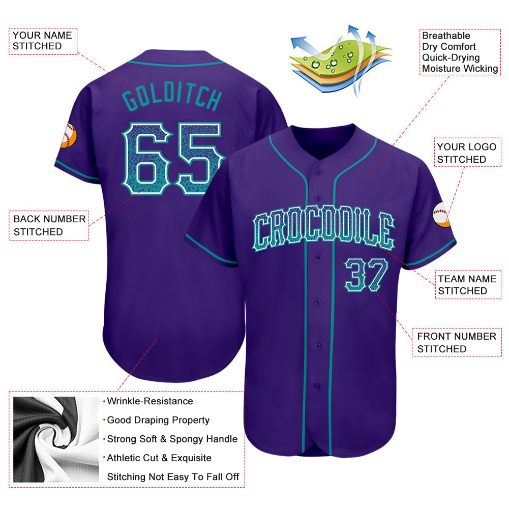 Custom Purple Teal-White Authentic Drift Fashion Baseball Jersey - Sky-Custom