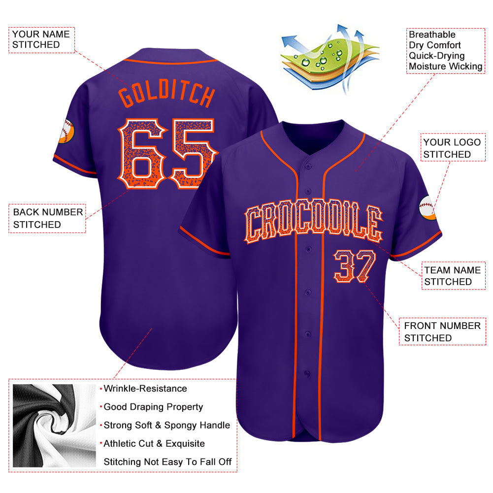 Custom Purple Orange-White Authentic Drift Fashion Baseball Jersey - Sky-Custom