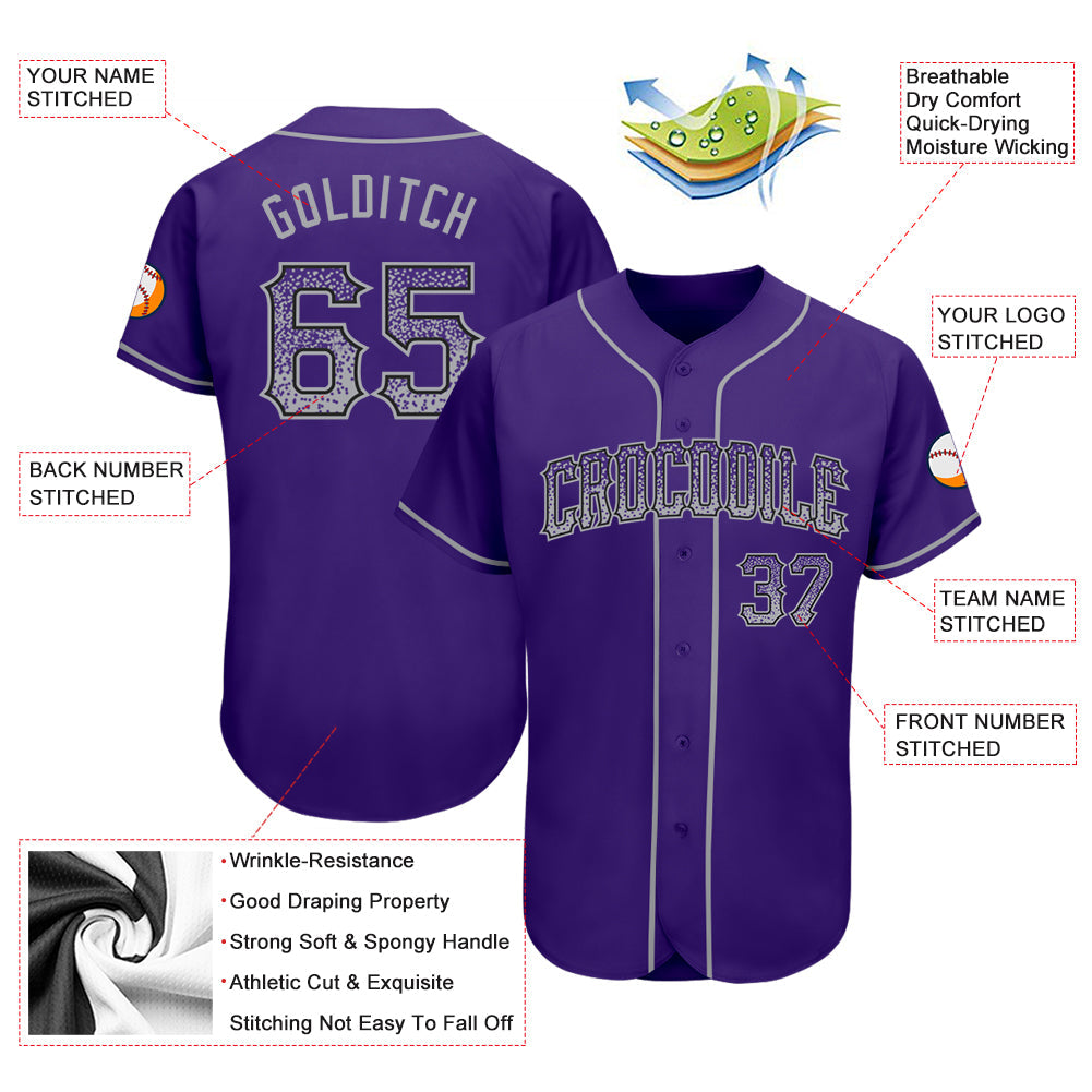 Custom Purple Gray-Black Authentic Drift Fashion Baseball Jersey - Sky-Custom