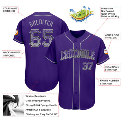 Custom Purple Gray-Black Authentic Drift Fashion Baseball Jersey - Sky-Custom