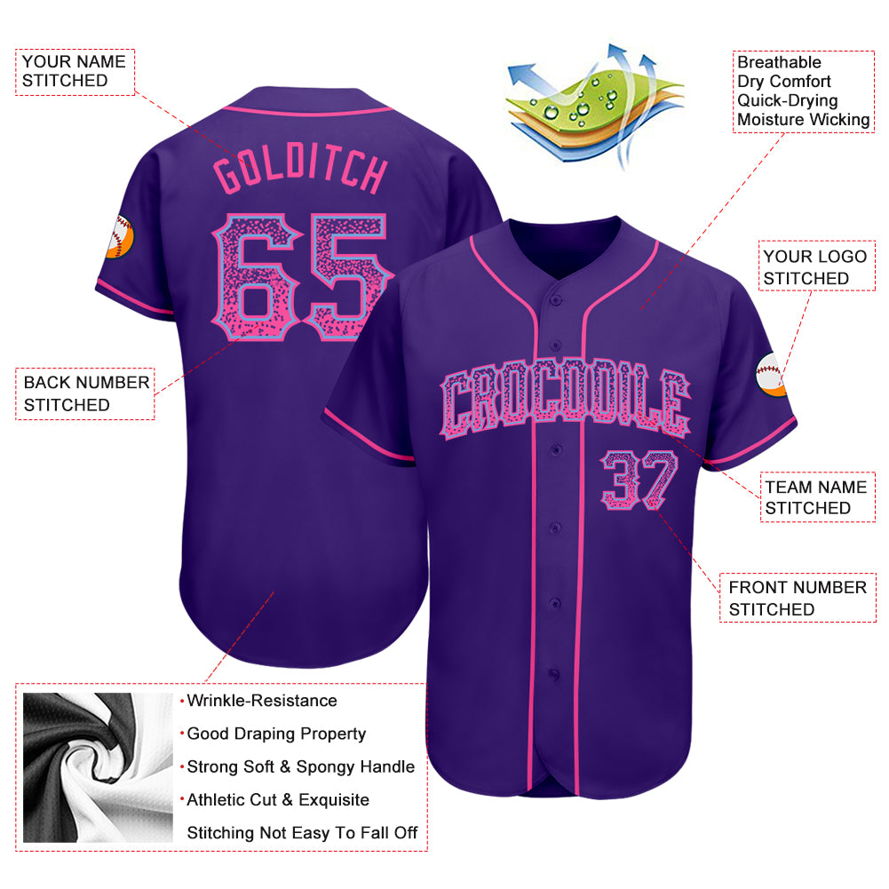 Custom Purple Pink-Light Blue Authentic Drift Fashion Baseball Jersey - Sky-Custom