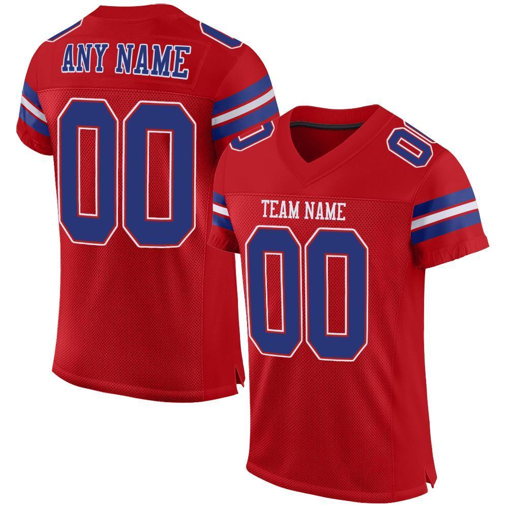 Custom Red Royal-White Mesh Authentic Football Jersey - Sky-Custom