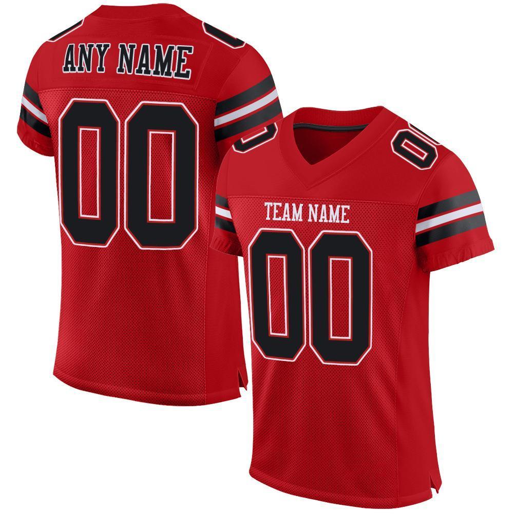 Custom Red Black-White Mesh Authentic Football Jersey - Sky-Custom
