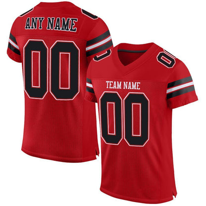 Custom Red Black-White Mesh Authentic Football Jersey - Sky-Custom