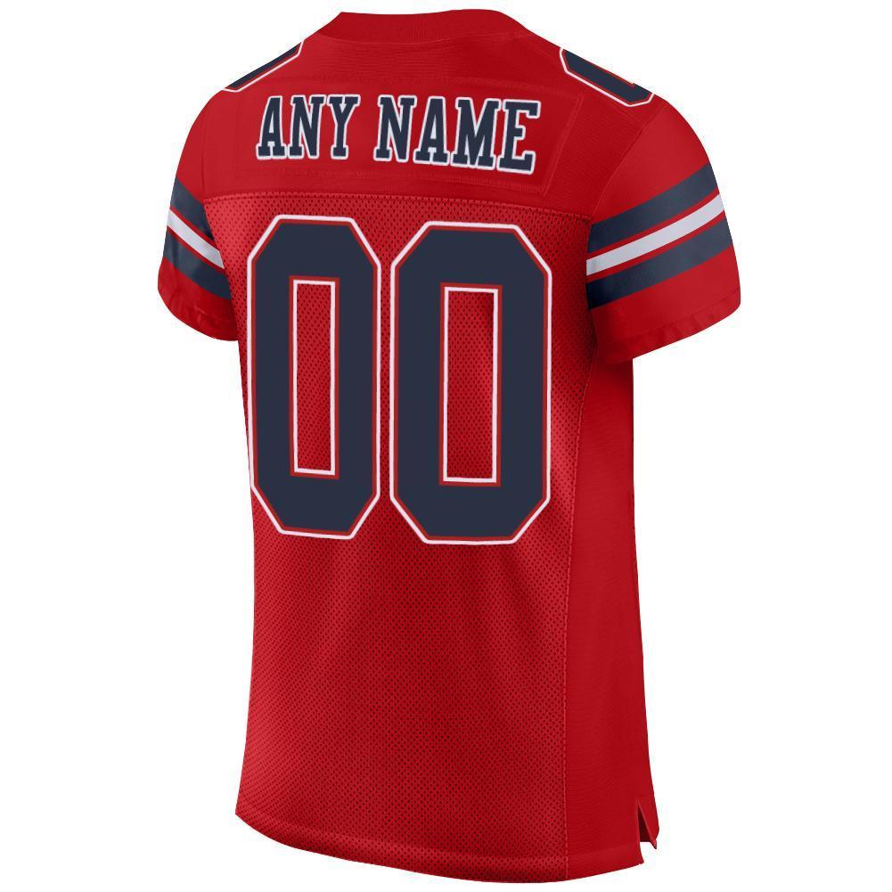 Custom Red Navy-White Mesh Authentic Football Jersey - Sky-Custom