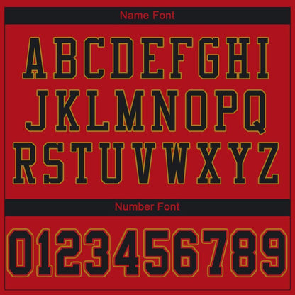 Custom Red Black-Old Gold Mesh Authentic Football Jersey - Sky-Custom