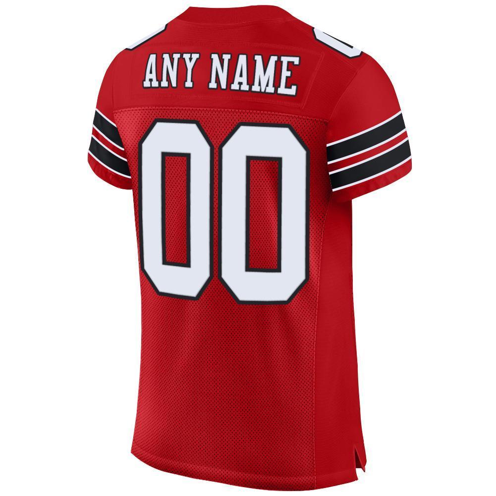Custom Red White-Black Mesh Authentic Football Jersey - Sky-Custom