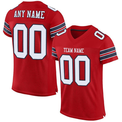 Custom Red White-Navy Mesh Authentic Football Jersey - Sky-Custom