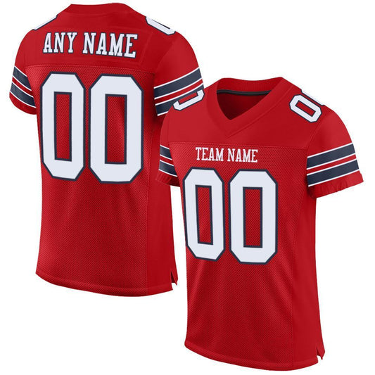 Custom Red White-Navy Mesh Authentic Football Jersey - Sky-Custom