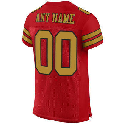 Custom Red Old Gold-Black Mesh Authentic Football Jersey - Sky-Custom