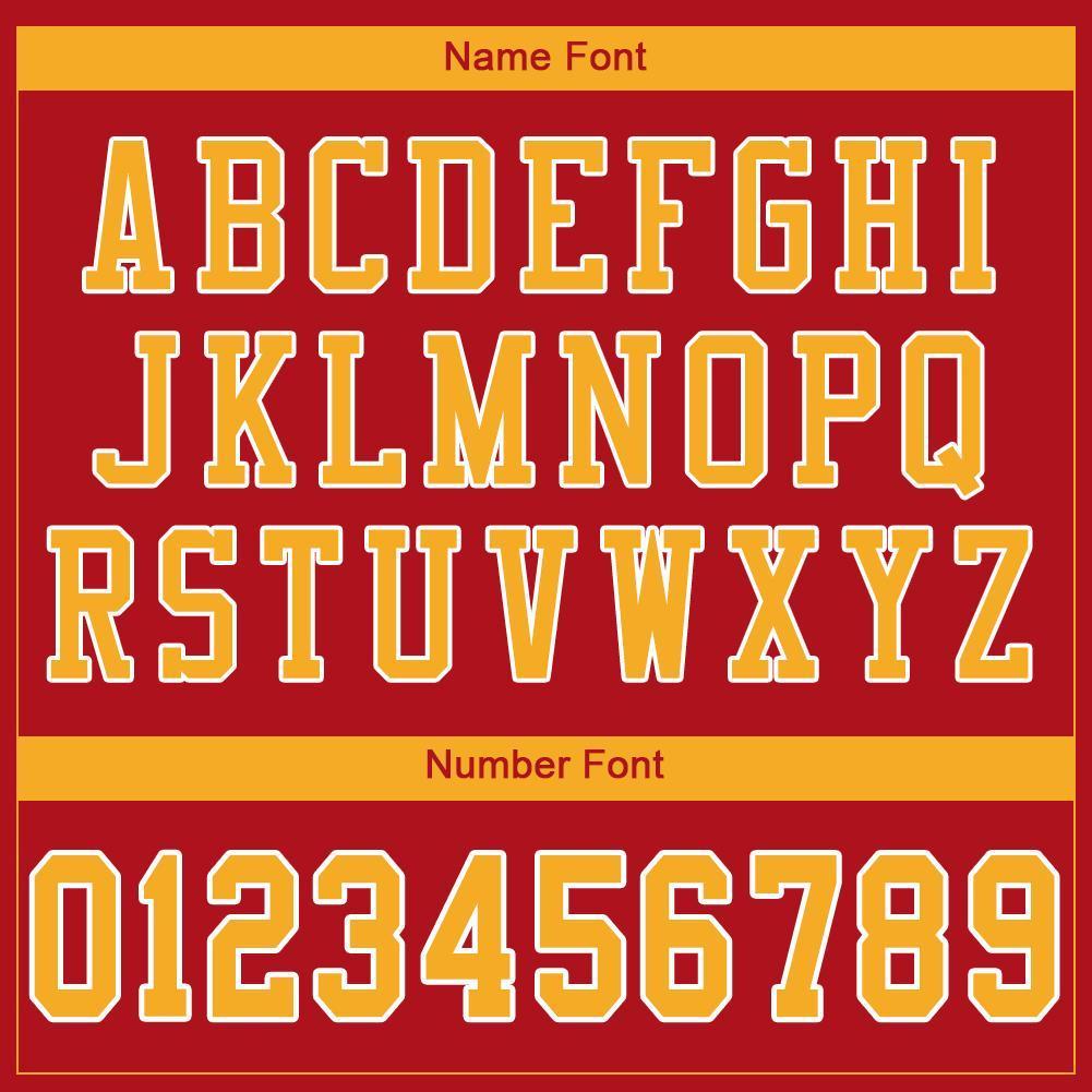 Custom Red Gold-White Mesh Authentic Football Jersey - Sky-Custom