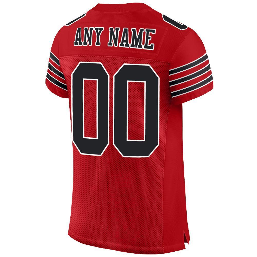 Custom Red Black-White Mesh Authentic Football Jersey - Sky-Custom
