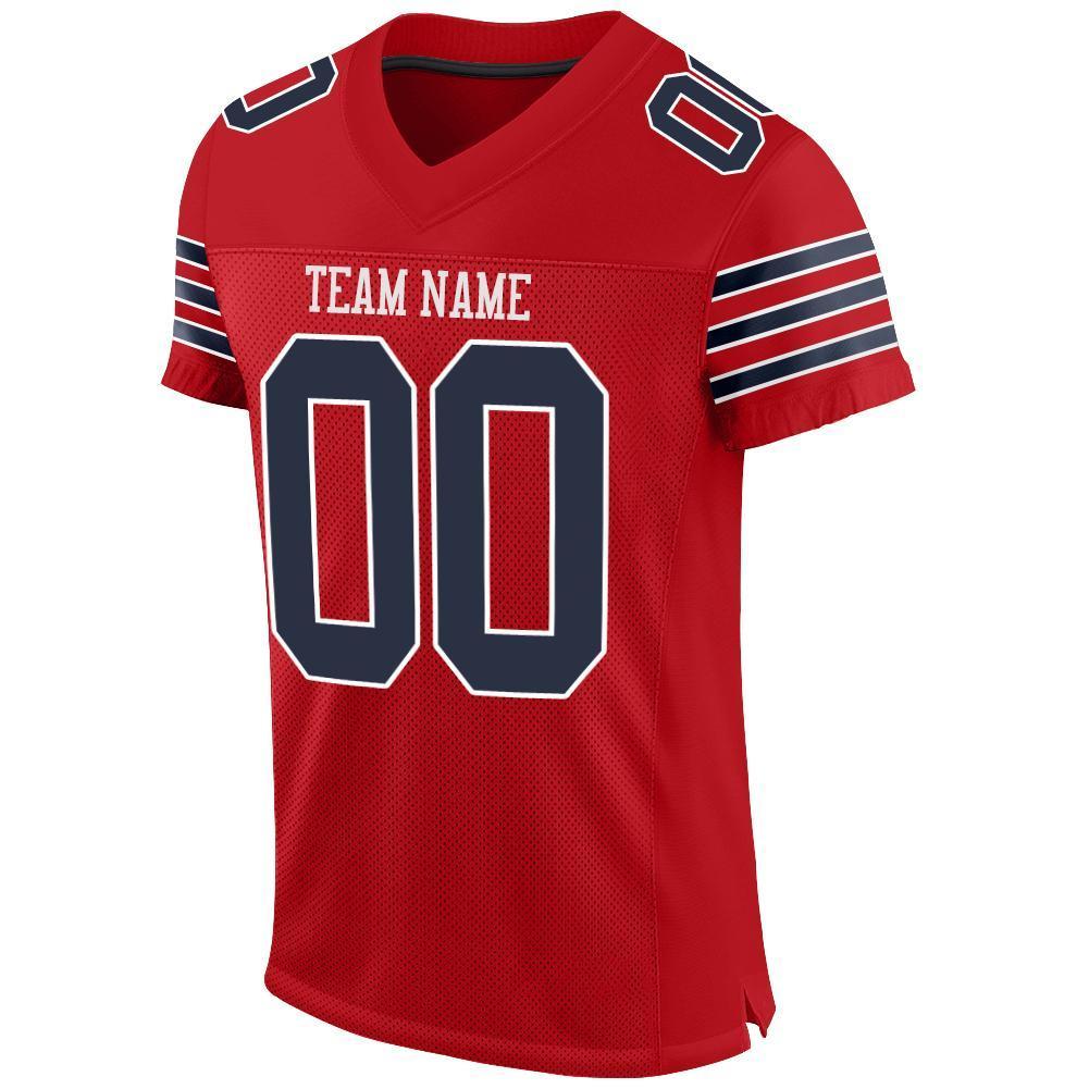 Custom Red Navy-White Mesh Authentic Football Jersey - Sky-Custom