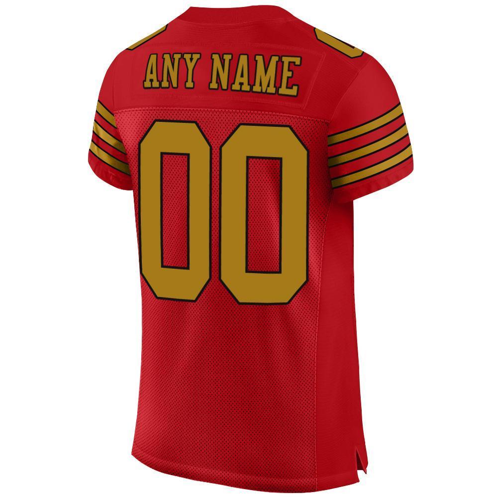 Custom Red Old Gold-Black Mesh Authentic Football Jersey - Sky-Custom