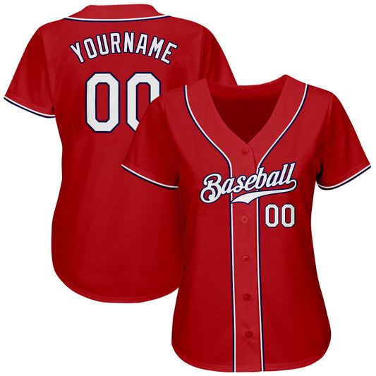 Custom Red White-Navy Authentic Baseball Jersey - Sky-Custom