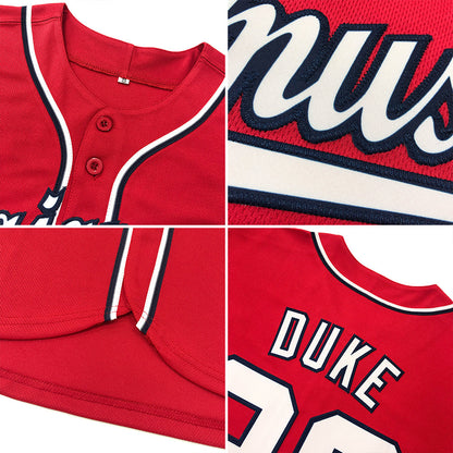 Custom Red White-Navy Authentic Baseball Jersey - Sky-Custom