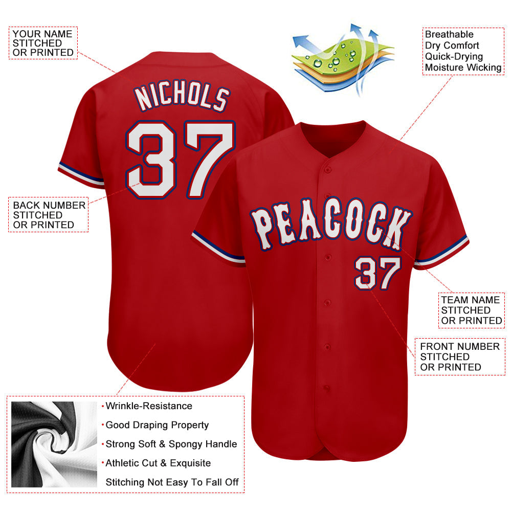 Custom Red White-Royal Authentic Baseball Jersey - Sky-Custom