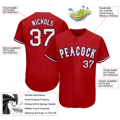 Custom Red White-Royal Authentic Baseball Jersey - Sky-Custom