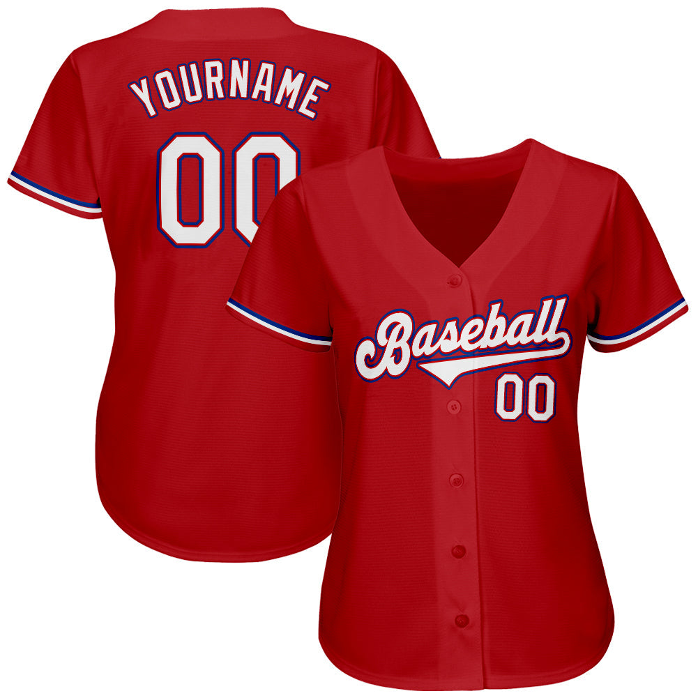 Custom Red White-Royal Authentic Baseball Jersey - Sky-Custom