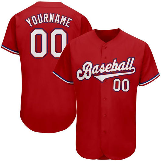 Custom Red White-Royal Authentic Baseball Jersey - Sky-Custom