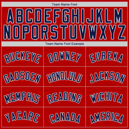 Custom Red Navy-White Authentic Baseball Jersey - Sky-Custom