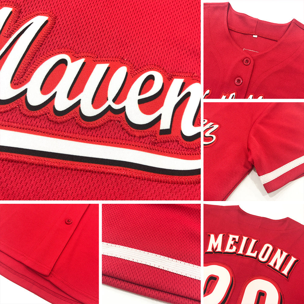 Custom Red Navy-White Authentic Baseball Jersey - Sky-Custom