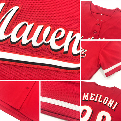 Custom Red Navy-White Authentic Baseball Jersey - Sky-Custom