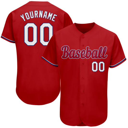 Custom Red White-Royal Authentic Baseball Jersey - Sky-Custom