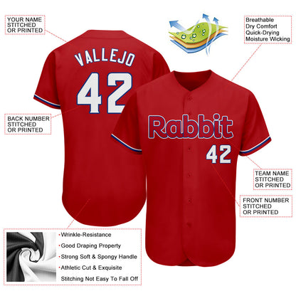 Custom Red White-Royal Authentic Baseball Jersey - Sky-Custom