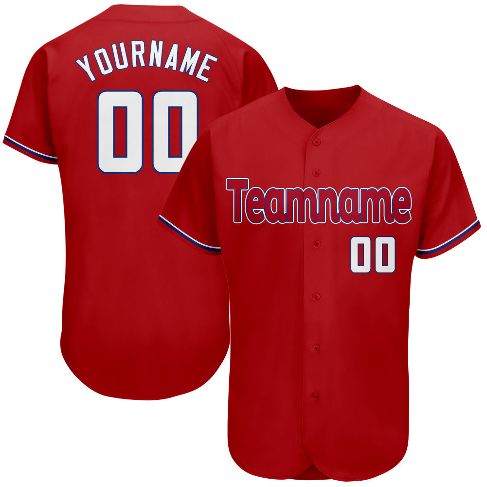 Custom Red White-Royal Authentic Baseball Jersey - Sky-Custom