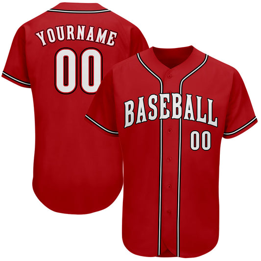 Custom Red White-Black Authentic Baseball Jersey - Sky-Custom