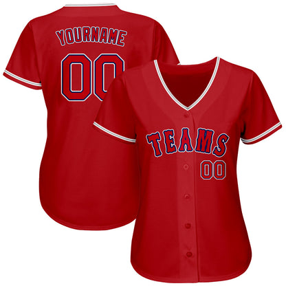 Custom Red Red-Navy Authentic Baseball Jersey - Sky-Custom
