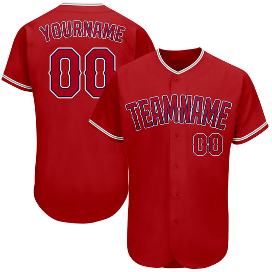 Custom Red Red-Navy Authentic Baseball Jersey - Sky-Custom