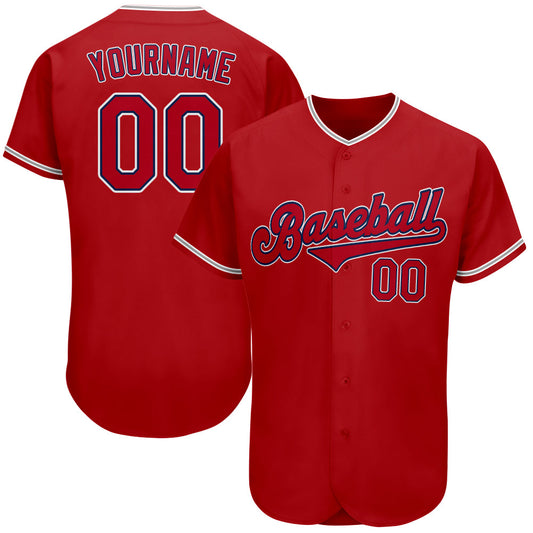 Custom Red Red-Navy Authentic Baseball Jersey - Sky-Custom