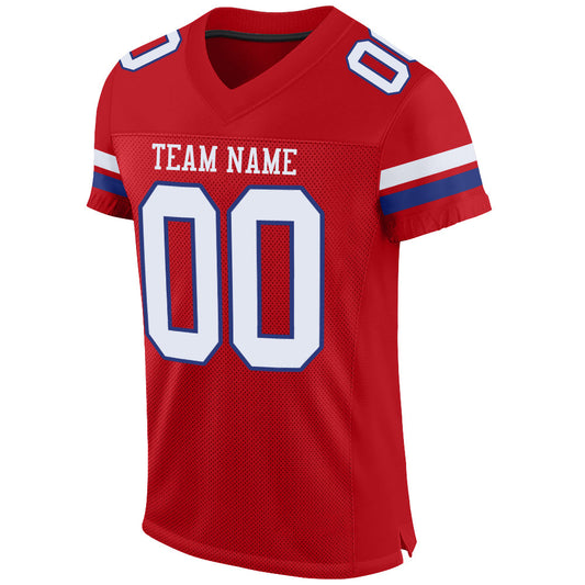 Custom Red White-Royal Mesh Authentic Football Jersey - Sky-Custom