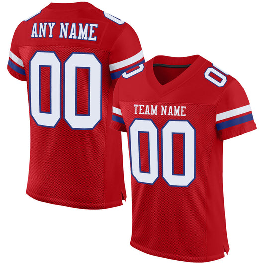 Custom Red White-Royal Mesh Authentic Football Jersey - Sky-Custom