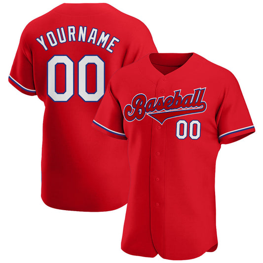 Custom Red White-Royal Authentic Baseball Jersey - Sky-Custom