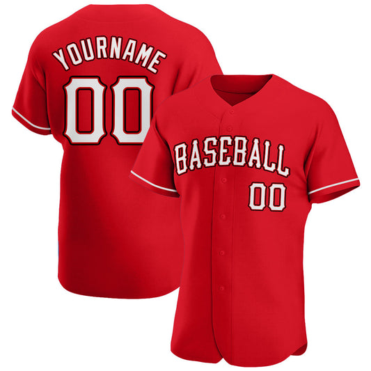 Custom Red White-Black Authentic Baseball Jersey - Sky-Custom