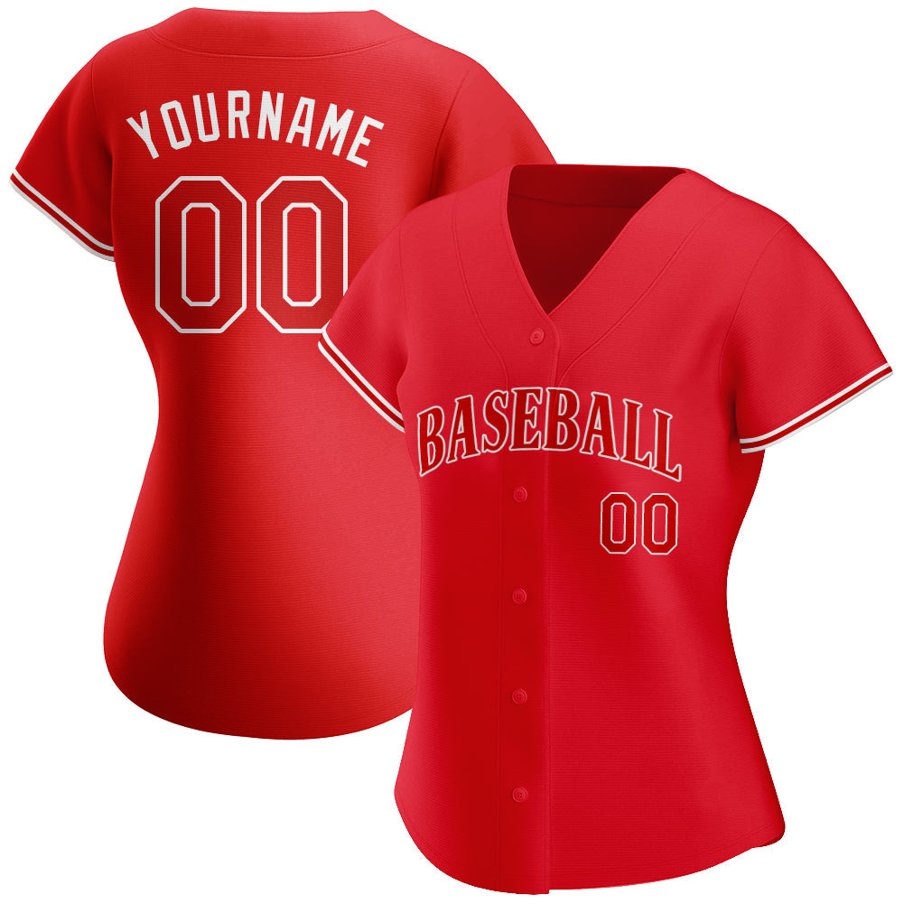 Custom Red Red-White Authentic Baseball Jersey - Sky-Custom