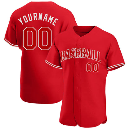 Custom Red Red-White Authentic Baseball Jersey - Sky-Custom